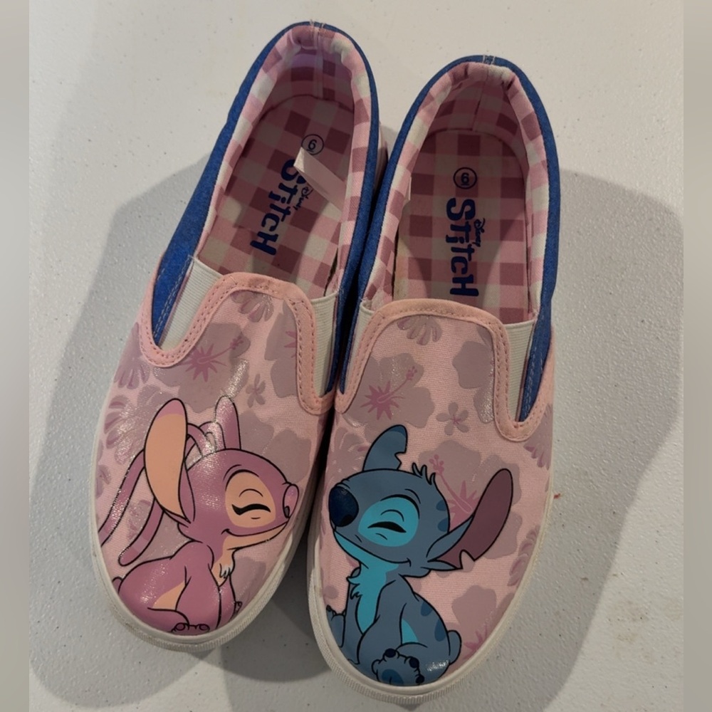 Disney Stitch Kids Slip-On Sneakers - Pink and Blue